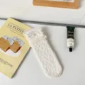 Sweet Japanese Lolita style white lace ruffle mid-tube socks for women summer thin. - One Size / Milk White