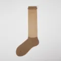 Ultra-thin mesh knee-high socks for women, sheer calf socks with cute ruffled cuffs. - One Size / Khaki