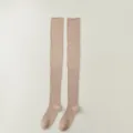 Khaki gebreide overknee sokken voor dames, lange warme winter dijhoge laars sokken var. - Eén maat / Beige Abrikoos