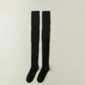 Zwarte overknee winter gebreide lange laars sokken warme dij hoge sokken voor vrouwen. - Eén maat / Zwart