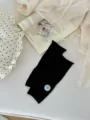 Black stirrup socks, summer thin mulberry silk mid-tube plain solid color hosiery. - One Size / Black