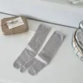 Grey split-toe socks for women, breathable thin mid-calf socks, solid color daily wear. - One Size / Light Gray