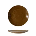 Plato de bistec de ceramica retro, elegante plato marron con textura para restaurante. - Plato hoja de loto de 12,4 pulgadas - marrón