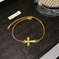 Elegant gold plated stainless steel cross bracelet decorated with sparkling crystals. - Gold Hollow Full Rhinestone Cross Exquisite Style (Style 6)
