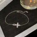 Sparkling silver-tone cross charm bracelet made of premium high-quality titanium steel - Silver Slender Full Rhinestone Cross Style (款式13)