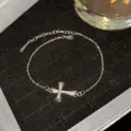 Elegant silver titanium steel cross bracelet with sparkling stones in a luxury gift box - Silver Starry Full Rhinestone Cross Style (款式17)