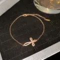 Elegant rose gold titanium steel bracelet with sparkling cross pendant for women - Rose Gold Bow Cross Rhinestone Style (Style 23)