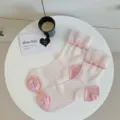 Transparente Sommer Kristallsocken für Damen, süße Lolita Socken mit rosa Absatz und Spitze. - Einheitsgröße / Xc235 Rosa