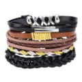 Multi-layer leather braided bracelet set for men and women vintage rope wrap wristband - Style 11