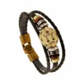Libra constellation multi-layer leather braided bracelet with vintage metal charms, 20.5cm - Libra / 20.5cm