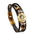 Pisces constellation leather bracelet multi-layer braided vintage metal bracelet 20.5cm - Pisces / 20.5cm