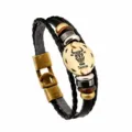 Pulsera de cuero del zodiaco Tauro para hombres y mujeres, elegante joya trenzada moderna. - Tauro / 20.5cm