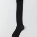 Black ribbed knee high socks for women, classic long cotton knit tube socks daily wear. - One Size / Vertical Stripe Black