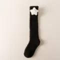 Chaussettes hautes pelucheuses noires pour femmes etoile mignonne hiver chaud bas longs - Taille unique / Étoiles Noir