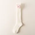 Chaussettes Hautes Douillettes en Polaire Corail Blanc Variante Ours Mignon Hiver - Taille unique / Tête d'Ours Blanc