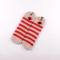 Cozy Christmas coral fleece plush socks for women, cute 3D reindeer antler and red pom-pom design. - No Box / Elk