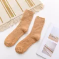 Dikke winter fleece sokken in bruin voor heren, zachte warme huissokken voor vloer. - Eén maat / Khaki