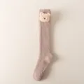 Chaussettes hautes douces en polaire corail femme hiver chaussettes épaisses motif ours - Taille unique / Tête d'ours - marron