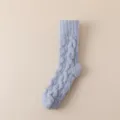 Blaue flauschige Zopfstrick Winter kuschelige lange Socken warme weiche Haussocken - Einheitsgröße / Blau