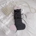 Dark grey footless bow socks ballet core style, elegant summer leg warmers for women. - One Size / Dark Gray