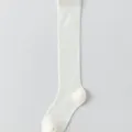 White ribbed knee high socks for women solid color casual long cotton blend hosiery apparel - One Size / Vertical Stripe White