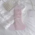 Scaldamuscoli rosa stile balletto senza piede con delicati fiocchi bianchi, calze estive. - Taglia unica / Rosa chiaro