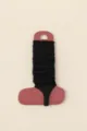 Black knit stirrup leg warmers, women's cute ballet style winter footless socks. - One Size / Black