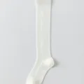 White sheer knee-high socks for women, breathable mesh diamond pattern long socks for spring. - One Size / Cable White