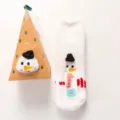 Cozy coral fleece Christmas socks for women, cute 3D snowman design with gift box. - No Box / Snowman with Black Hat