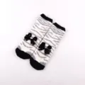Cozy coral fleece fuzzy winter socks for women with cute 3D bow and black zebra patterns. - No Box / Zebra