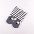 Grey striped fluffy fuzzy socks for women, cute 3D cartoon animal winter warm floor socks. - No Box / Small Grey Wolf
