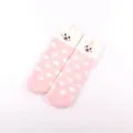 Women coral fleece fuzzy socks cozy warm winter sleeping floor socks cute cartoon design - No Box / Pink Pig