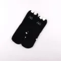 Women cute black fuzzy socks with 3D cat ears and embroidery warm winter floor sleeping socks - No Box / Black Cat