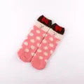 Women cute fuzzy coral fleece socks warm winter sleep polka dot home floor socks - No Box / Girls