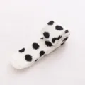 Flauschige Korallenfleece Overknee Socken, süße schwarz weiße Pünktchen warme Winter Socken für Damen. - Einheitsgröße / Schwarz