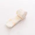 Soft coral fleece over-the-knee socks featuring cute polka dots for cozy winter home wear. - One Size / Light Yellow