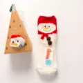 Coral fleece Christmas snowman socks for women warm floor sleeping socks with box - No Box / Red Hat Snowman