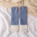 Cute fluffy coral velvet cat paw socks for women, soft warm winter home sleeping floor socks. - One Size / Blue