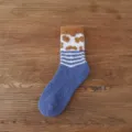 Thickened plush coral fleece warm mid tube women socks winter home cozy blue floor sock - One Size / Leopard Print Cuffs