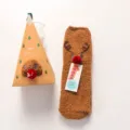 Cute 3D reindeer coral fleece Christmas socks with gift box for women warm sleep. - No Box / Red-Nose Elk