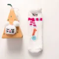Coral fleece warm winter socks with cute 3D cartoon animal design and gift box variant. - No Box / Closing Eyes Doll
