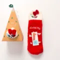 Women coral fleece Christmas socks cute warm winter floor sleep socks with gift box - No Box / Cat with Red Eyeshadow