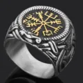 Anillo Vintage Vikingo Hombre Runa Acero Inoxidable Gótico Nórdico Mito Joya Regalo - Talla 8 / Amarillo