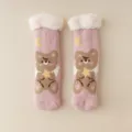 Damen süße Korallenfleece Flauschsocken Winter warme Plüsch Haus Schlaf Bodensocken - Einheitsgröße / Stern Mond Bär