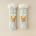 Dicke Korallenfleece Damen Socken süße Winter warme Bodensocken kuschelige Haussocken - Einheitsgröße / Blumenhase