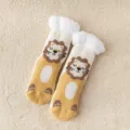 Coral fleece cozy socks for women, cute cartoon lion design, thick warm winter floor socks. - One Size / Lion