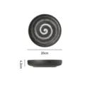 Assiette creuse en céramique vintage japonaise, assiette ronde avec motif spirale, 20cm. - Blanc Brossé