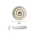 Assiette plate vintage japonaise en céramique 20cm plat à steak profond motif spirale marron - Rouge brossé