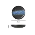 Assiette plate en céramique style japonais 20cm assiette creuse ronde pour restaurant. - Bleu pulvérisé