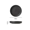 Assiette plate en céramique rétro japonaise, 20cm assiette creuse noire pour steak table. - Noir Brillant
